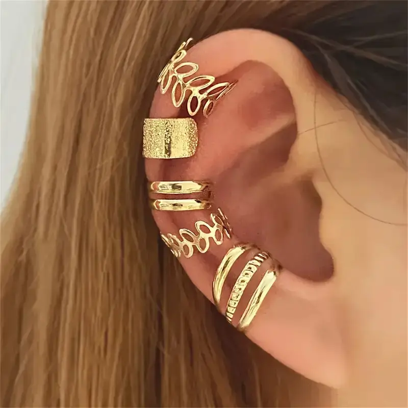 5pcs/set Fashion Trendy Design Classic Elegant Women's Ear Cuff, Iron Jewelry Set, For Women Daily Party Holiday Wearing, kozy stud