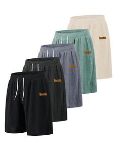 Men's Corduroy Shorts, Casual Loose Elastic Waist Shorts for Summer, Men's Bottoms for Daily Wear