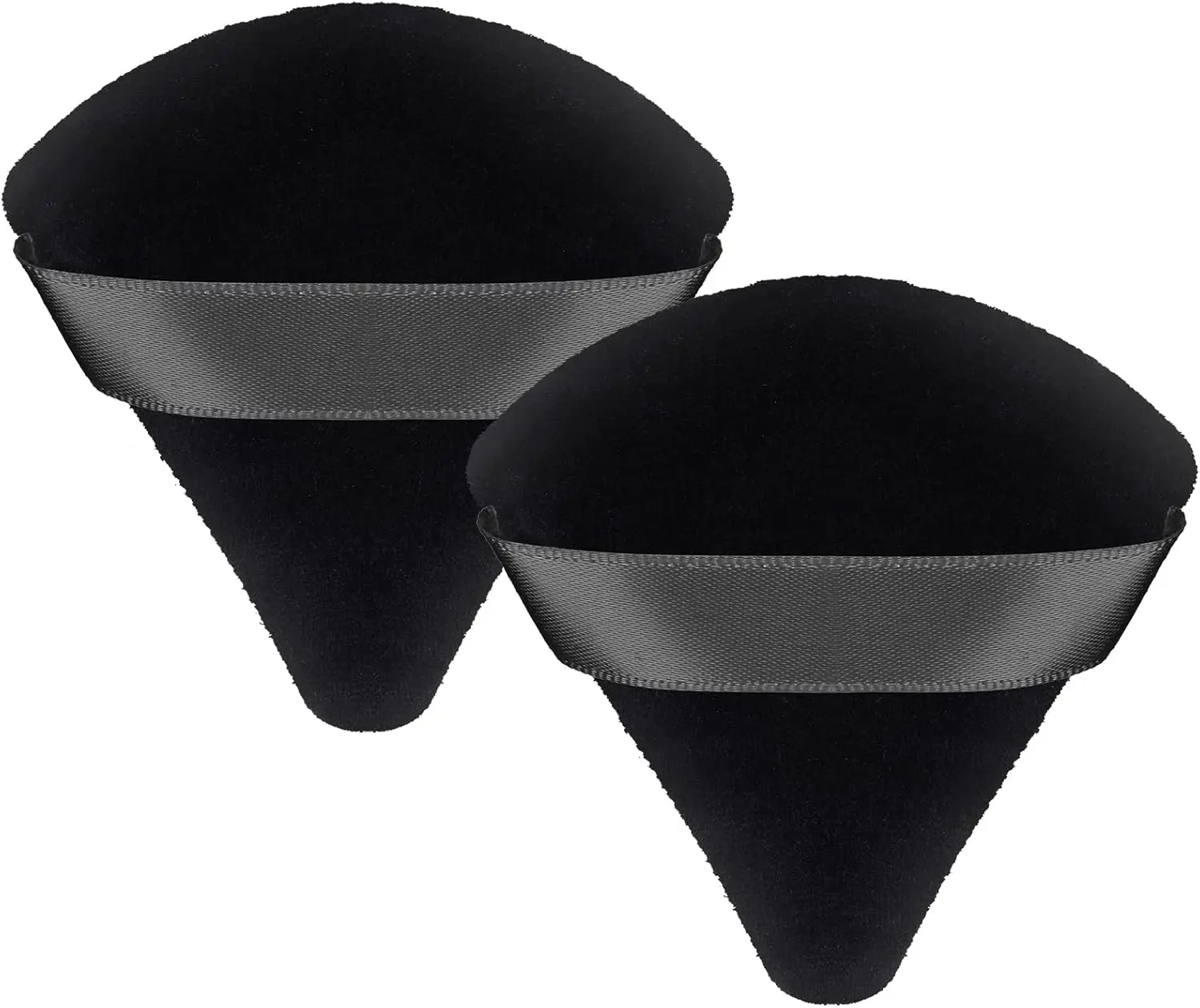 2 Pcs Powder Puff Makeup Puff Triangle Soft Powder Sponge Reusable Triangle Sponges with Strap for Cosmetic Foundation Wet Dry Makeup(Black)