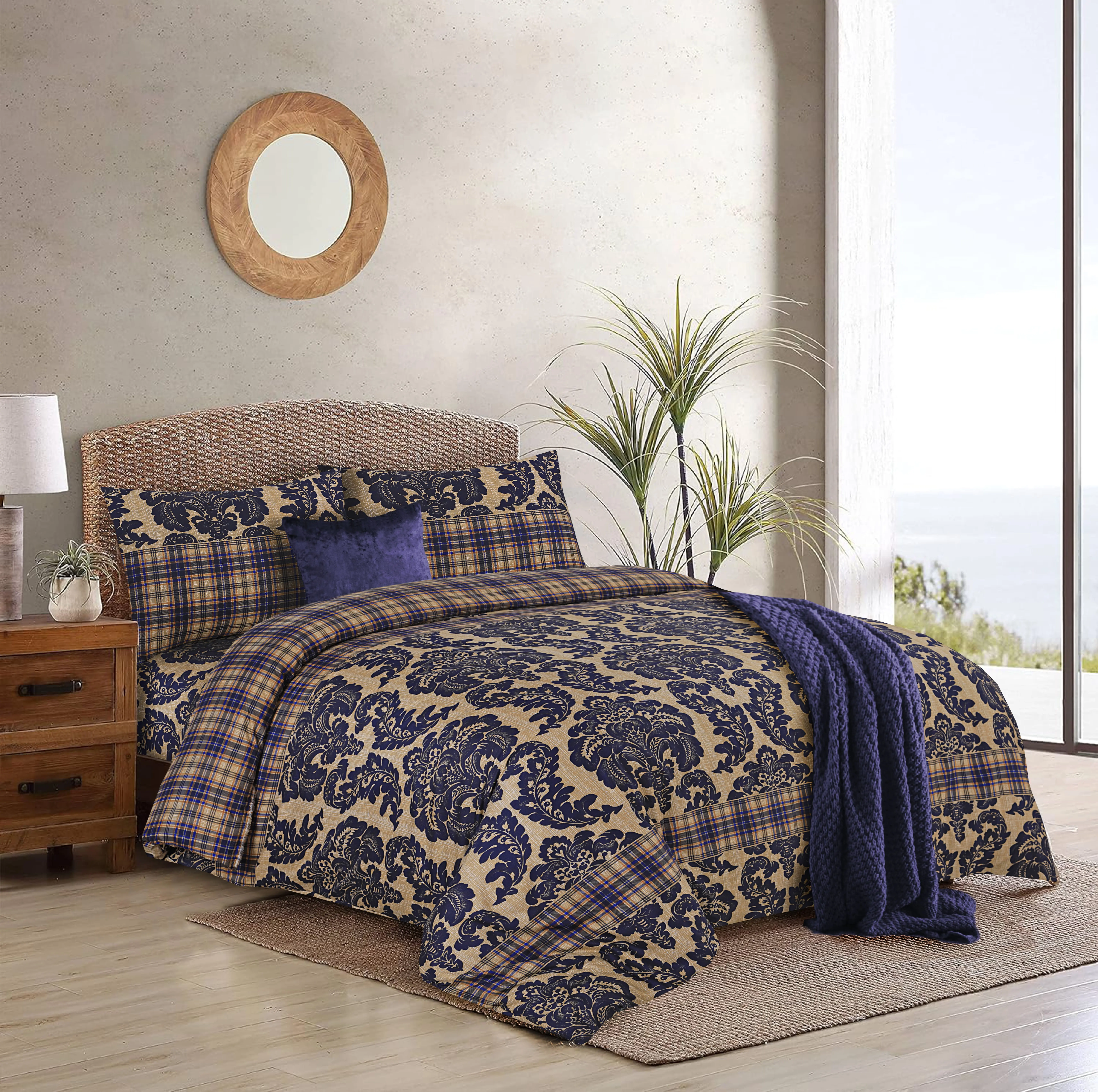 Luxury 4-Piece Marble & Floral Bedding Set UK – Super Soft Duvet Cover, Deep Pocket Fitted Sheet & Pillowcases – Wrinkle-Free, Machine Washable, Breathable Microfibre Bed Set – Hotel-Style Comfort & Modern Bedroom Decor