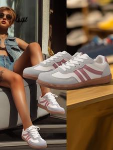 Women's Colorblock Lace Up Low Top Sneakers, Casual Comfortable Breathable Sports Shoes, Non-slip Wear-resistant Training Shoes for Daily Wear, Athletic Sneaker Footwear, Breathable Walking Sneakers