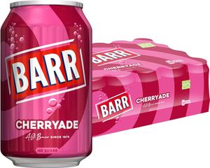 24 Pack Cherryade, Zero No Sugar Cherry Flavoured Fizzy Drink Cans, Sparkling Fizzy Pop, 24 x 330ml Cans