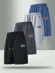 Men's Letter Patched Drawstring Waist Shorts, Casual Loose Track Shorts for Summer, Men's Bottoms for Daily Wear