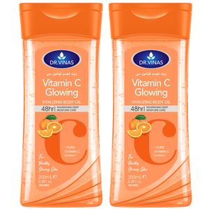 2PCS  200ml DR.DAVEY VITAMIN C Body Oil Nourishing Oil Glow Oil Body essential oils Skin care Oil hydrating care Four seasons suitable for moisturizing skin Large volume body essential oils portable  for Body  Face  Hand  Lip  Eye travel,New version