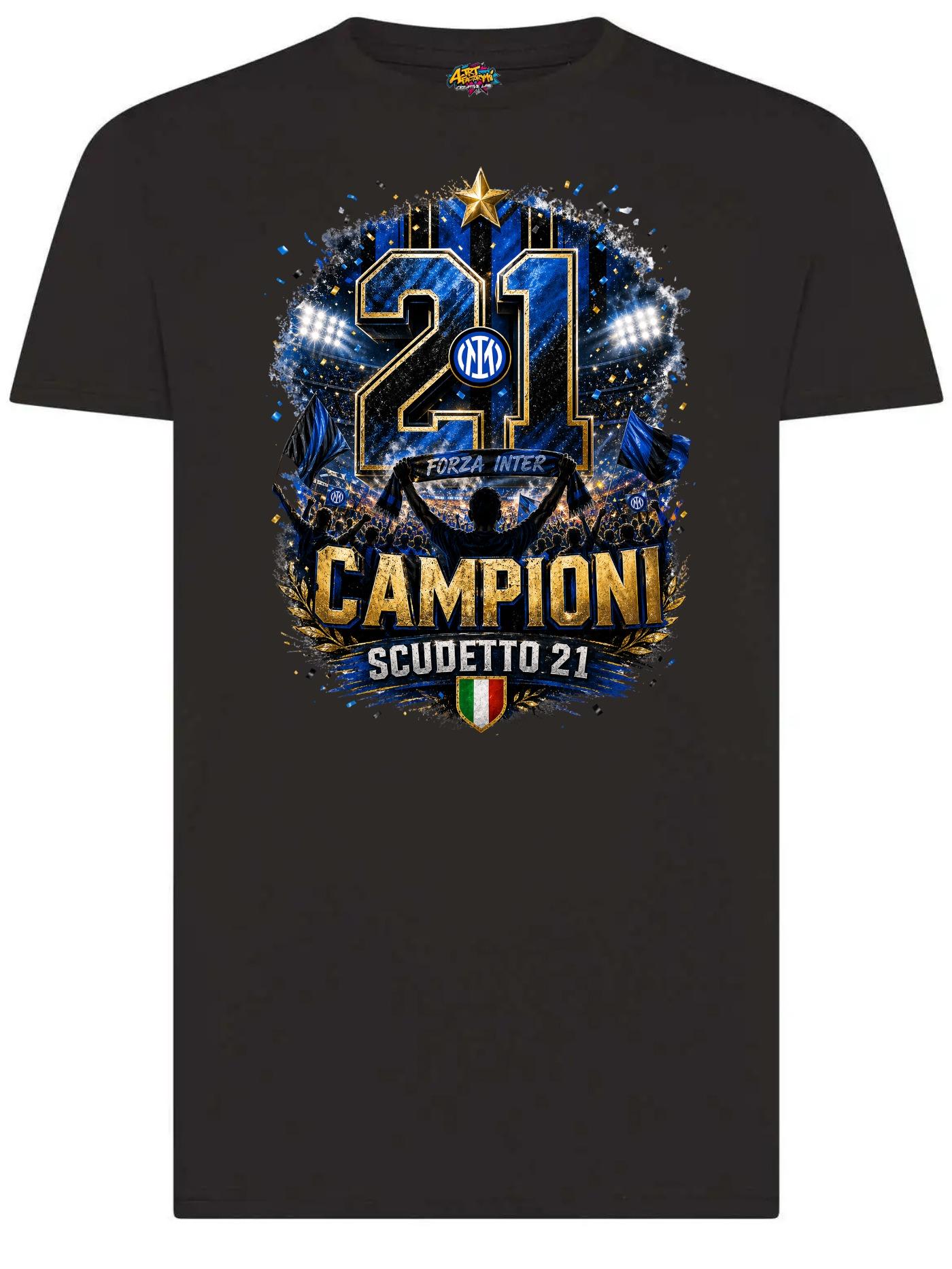 T-shirt Inter Campioni Scudetto 21 – Maglia Celebrativa Nerazzurra Uomo Donna