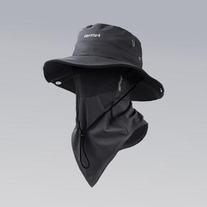 CEFATU.S 2-Piece Outdoor Wide-Brim Sun Hat Set with Ice Silk Face Mask, Foldable Unisex Beach Fishing Cap for Hiking Work Sun Bucket Hat