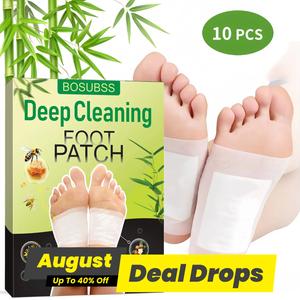 Deep Cleansing Foot Cleanse Patch, 10pcs/box Bamboo Charcoal Foot Patch, Natural Herbal Blend Foot Care Patch for Men & Women, Herbal Ingredients Foot Care Product for All Skin Types, Hygiene Body Relief Product, Wellness Healthcare Solution, Healthy