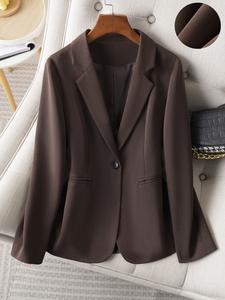 Women's Solid Color Long Sleeve Suits Blazer, Elegant Outerwear for Work Office Business, Ladies Clothes for All Seasons, Womenswear