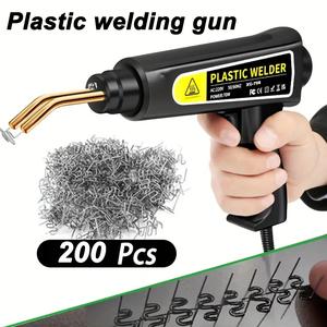 Hot Plastic Welding Gun, Handheld Plastic Welder ,Fast Heating PVC Plastic Repair Tool With 200/1000pcs Welding Staple Tool Set Repair Auto Bumper Body Door Crack(UK Plug)