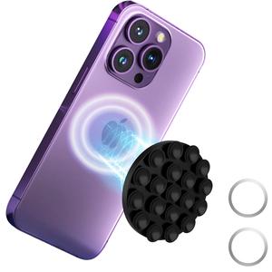 Round Suction Cup Magnetic Phone Holder, Strong Silicone Suction Cup Mobile Phone Holder, Magnetic Cell Phone Holder for Mirror Shower, Selfie and Video