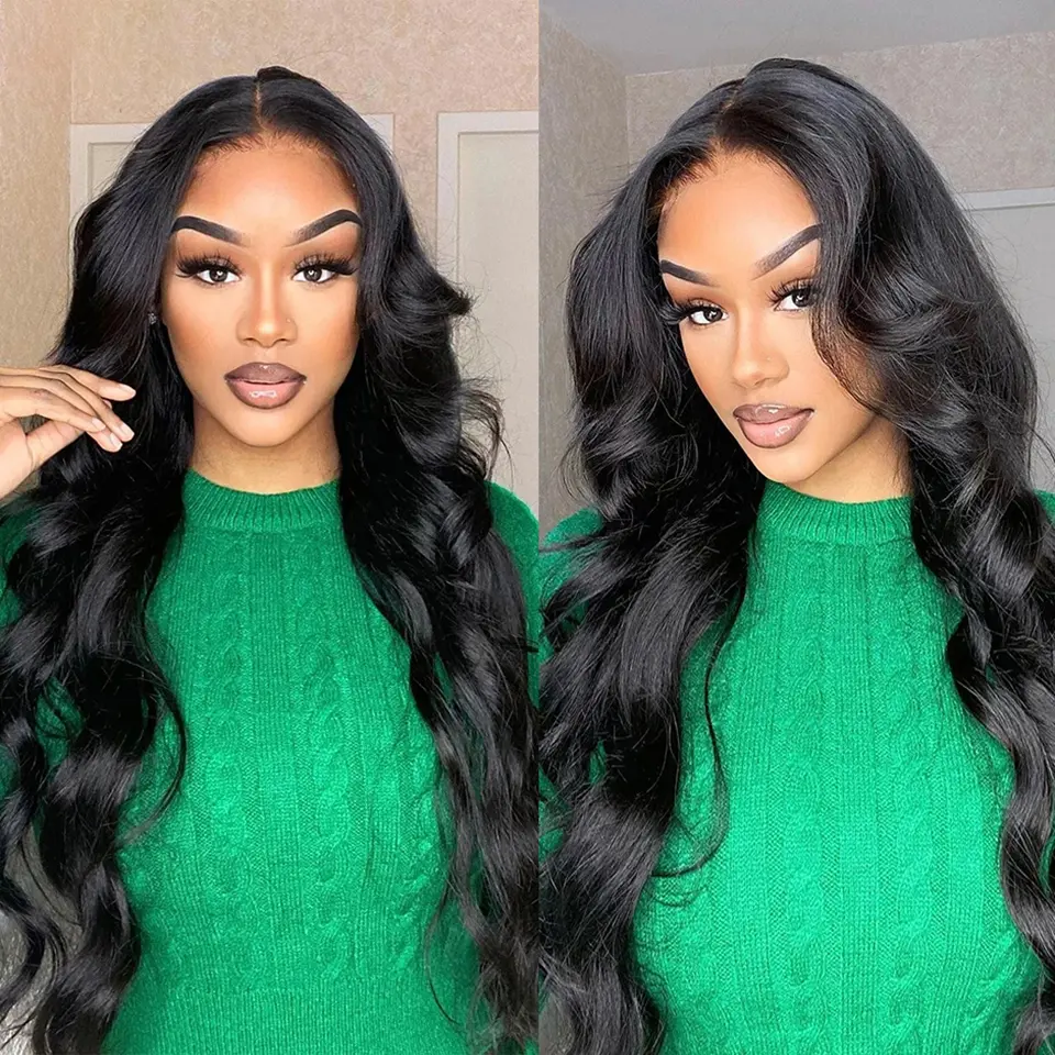 Bling Hair 13x6 Body Wave Brazilian Human Hair Wig 28inch HD Transparent Lace Frontal Wig Pre Plucked 180 Density Bleached Knots Baby Hair For Black Women Natural Color Human Hair Wig Natural Hairline Free Shipping UK