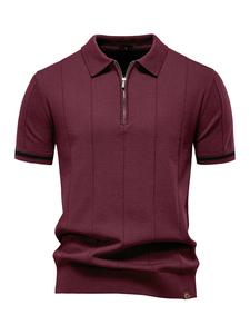 Men's Old Money Style Polo Shirt, Business Social Golf Pure Color Knit Polo, Casual Fashion Clothing for Men