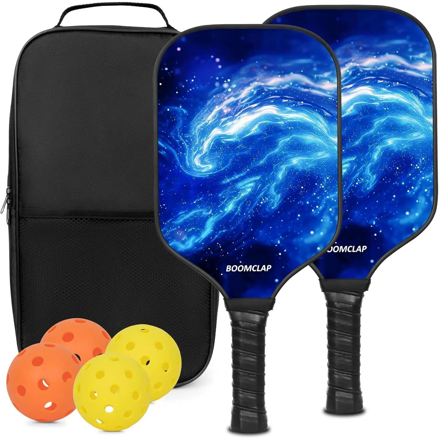 Pickleball Paddles Set of 2 - Fiberglass Surface, Complete with 2 Rackets, 4 Balls, & Portable Carry Bag - Ideal for Men & Women ​