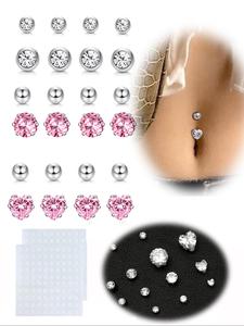 Fake Belly Ring, Cute Heart Shaped Stainless Steel Fake Belly Button Ring, Fashion Body Jewelry for Women & Girls, Trendy All-match & Exquisite Jewelry for Birthday Gift