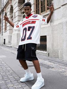 Men's Figure Print Short Sleeve T-shirt, Loose Casual Trendy V Neck Tee for Summer, Fashion Men's Top for Daily Wear