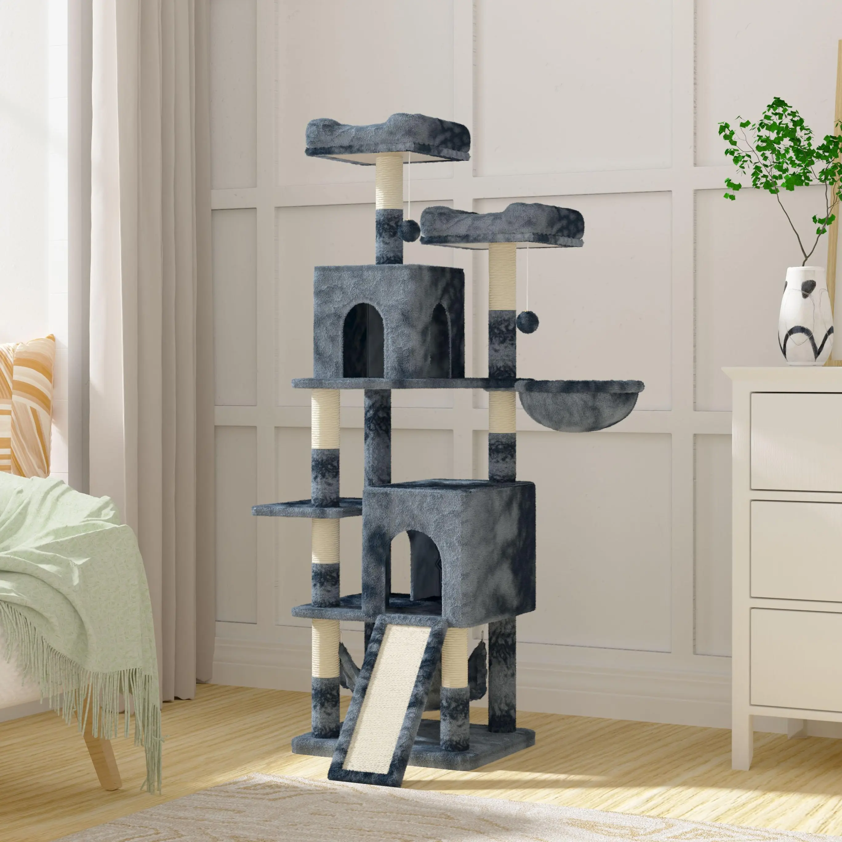 Dogat Cat Tree 158 cm Multi-Level Cat Tree, L Cat Tower, 4 colors updated version b&m Cat scratches House scratches