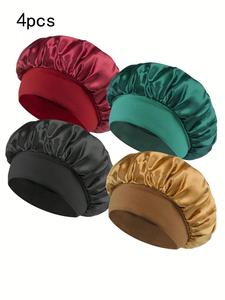 Women's Elegant Plain Color Hair Bonnets for Gift, Heatless Styling Kit, Summer Outfits 2025 Trendy Soft Comfy Sleeping Bonnets for Preserving Hairstyle, Chic Accessories for Daily Use, Haircare, Adjustable Satin Bonnet
