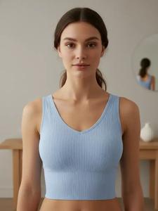 Women's Solid Backless Wireless Longline Bra, Casual Comfortable Breathable Lingerie Top for Fall, Soft Comfy Bra for Women