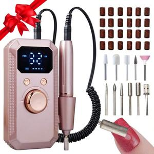 Electric Nail Drill Set for Gel Nails, Nail Drill Machine, Girl using nail polisher, LED Display, 32 Speed Settings, Efficient Power, Long Lasting, Compact Design, Salon Equipment