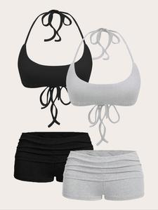 Women's Solid   Cami Top &   Shorts Set, Casual Sleeveless Top & Shorts for Daily Wear, Ladies Summer Clothes