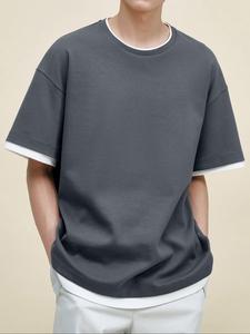 Men's Solid Short Sleeve Tee, Regular Fit Casual Comfy Round Neck T-shirt for Summer, Fashion Men's Top for Daily Wear, Tropical