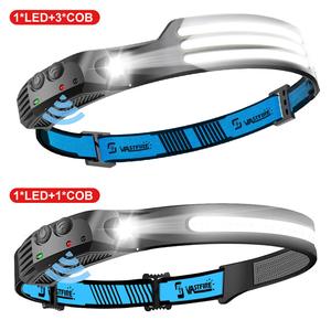 Super Bright LED COB Headlamp Headlight with Motion Sensor 350 Lumens 500 Meter Range 5 Modes Dimmable TYPE-C Rechargeable Head Torch Lightweight & Portable High Quality For Outdoor Camping, Hunting, Hiking, Searching, Night Fishing, Running, Emergency