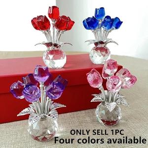 Elegant Crystal Glass Rose Figurine, Home Decor, Home Decoration, Romantic Gift for Any Occasion, Perfect for Christmas, Halloween, Thanksgiving, Valentine's Day