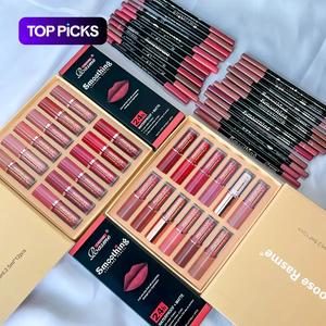 Matte Lip Gloss & Matte Lip Liner Set, 24pcs Long Lasting Lipstick & 24pcs Lip Liner Set, Suitable for All Occasions Lip Makeup, Cosmetic, Lip Plumper Set, Lipstick Kit