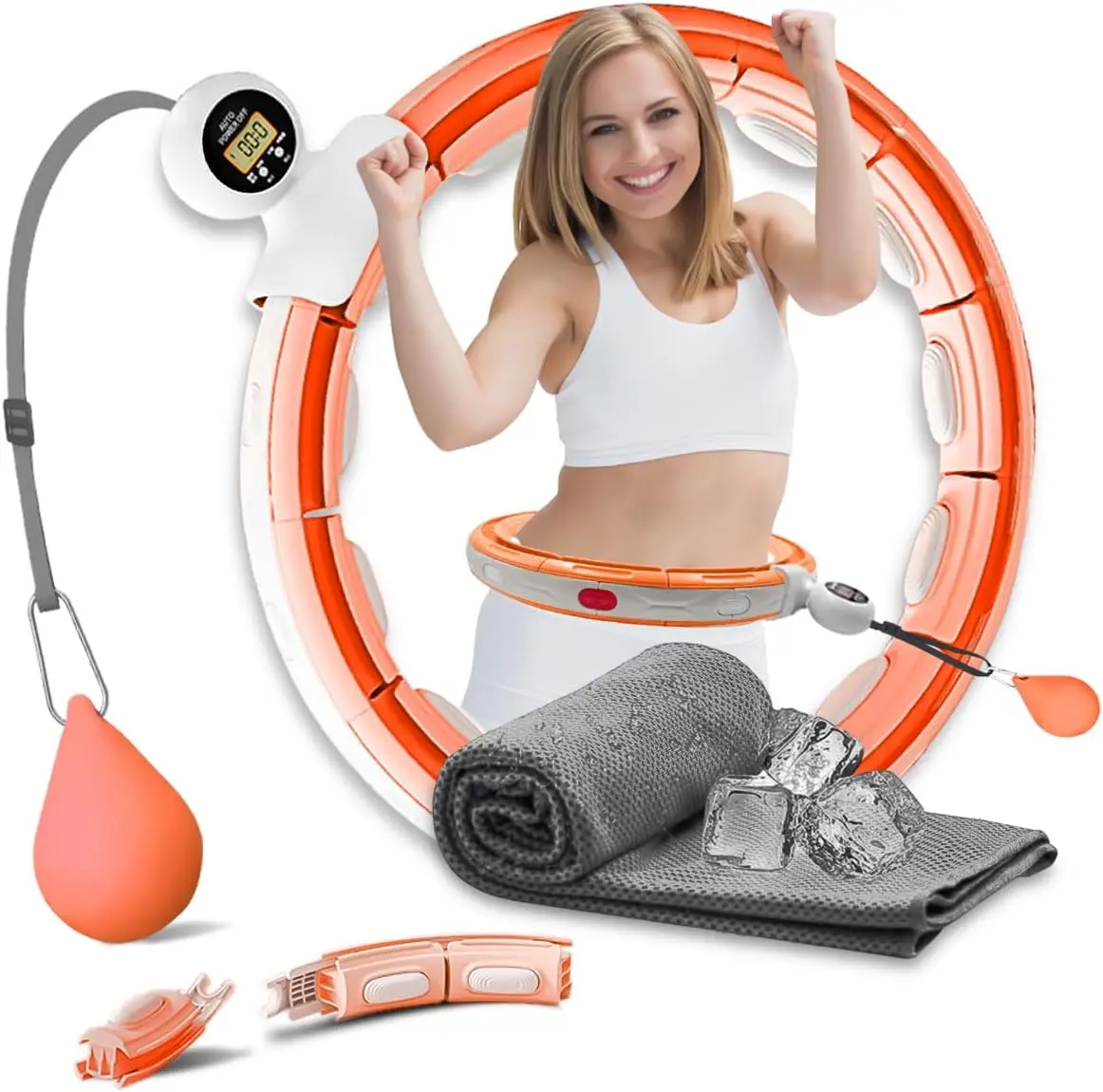 Weighted Hula Hoop, Infinity Smart Hula Hoops with 16 Knots, 360 Degree Auto-Spinning Ball Massage, Infinity Hoop For Adults, Fitness Equipment For Weight Loss