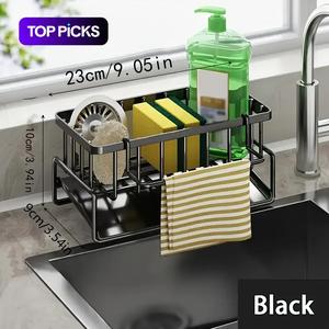 Kitchen Sink Organizer, 1 Count Space Saving Sponge Soap Brush Cloth Storage Rack, Home Organizer Hook, Modern Kitchen Sink Storage Rack for Home Dining Room, Home Decor Uk, Bathroom Essentials Accessories, Kitchen Cabinet Organizers
