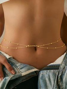 Women's Layered Waist Chain, Adjustable Waterproof Body Jewelry Waist Beads for Beach Party Vacation, Fashion Accessories for Women & Girls