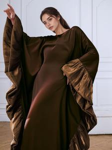 Women's Plain Long Sleeve Round Neck Dress for Muslim, Elegant Fashion Casual Dress for Daily Outdoor Wear, Women's Islamic Clothing for All Seasons, Classy Modest Dresses