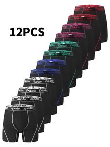 3/6/12-Pack Men's Elastic Boxer Briefs Multipack - No Ride-Up Long Leg Quick-Dry Underwear, Breathable Snug Fit for Sports & Daily Wear | Year-Round Multi-Color Bundle