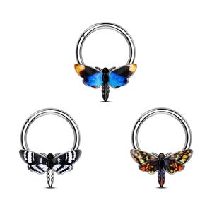 Oufer 16G Hawk Moth Hinged Segment Septum Ring