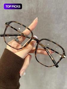 Modern Anti-blue Light Square Frame Brown Eyeglasses for Women, Trendy Casual Bluelight Fashion Glasses, Fashion Stylish Square Frames Eyeglasses for Work, Daily Clothing Decor, Perfect for Student Daily Use