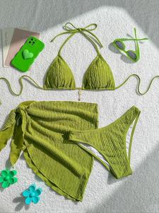 Women's Plain Bikini Set, Casual Fashion Swimsuit Set for Beach Holiday Vacation, Ladies Swimwear for All Seasons, Ruched Swim Suits, Summer Bikini Beach, Swimsuit Style Bikini, Solid Ruched Bikini, Tie Back Bikini, Solid Bikinis