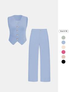 Two-Piece Set Women's Solid Color V Neck Tank Top & High Waist Pants, Casual Fashion Cozy Minimalist Women's Clothing Set for Daily Outdoor Wear, Ladies Clothes for Summer