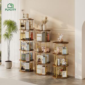 Flycity Rotating Bookshelf,3 Tier -5 Tier Spinning Bookshelf Tower,360° Display Unique Round Bookcase,Floor Standing Corner Revolving Bookshelf Storage Organizer for Home Study Office