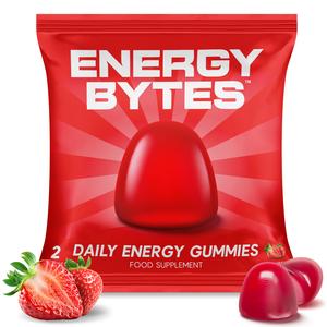 Daily Caffeine Strawberry Energy Gummies | Fast, Delicious Boost for Focus & Productivity | Strawberry Burst | Vegan, Natural, Low Sugar, with Caffeine, Vitamins A, D, B3, B6 & B12 | Superior to Energy Drinks, Gels, Chews | 2 - Pack