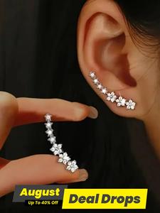 Rhinestone Decorated Pretty Studs Earrings, Artificial Zirconia Earrings, Elegant Minimalist Earrings for Women & Girls, Trendy All-match & Exquisite Pretty Studs Jewelry for Birthday Gift, Fashionable Jewelry Accessories, Trendy Jewellery Accessories