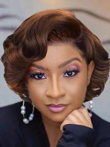 Women's 14 Inch Black Short Curly Bob Wigs, 2024 New Trendy Gorgeous Fluffy Wigs without Bangs, Synthetic Wigs for Party, Daily Use