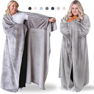 Wearable Blanket, Soft Flannel Sleeved Throw for Women & Men, Throw Blanket for Couch, Bedroom Comfort Accessory, Lightweight Cozy Blanket, Perfect Gift