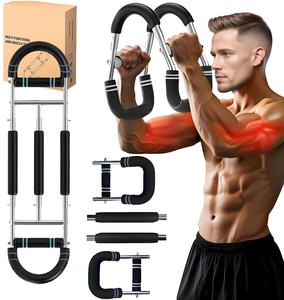 hand  gripper compact  gym workout  equipment Twister Arm Trainer for Men - Adjustable Arm Chest Exerciser, Portable Spring Resistance Chest Exerciser, Strong Arm Bar with Non-slip Handles Tricep Press Machine