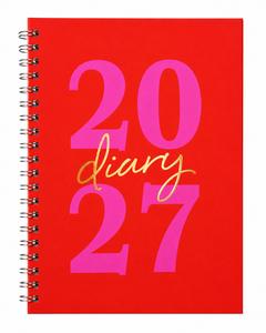 2027  Wiro Spiral Hardback A5 Week To View Diary Planner Organizer Gold Foil Tal image 7