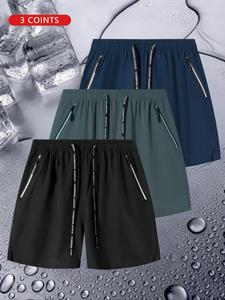 Men's Letter Print Zipper Pocket Shorts, Casual Breathable Comfortable Shorts for Summer, Men's Bottoms for Daily Wear