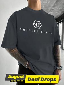 Men's Letter Print Round Neck Tee, Regular Fit Short Sleeve Crew Neck T-Shirt for Summer, Men's Top for Outdoor Daily Wear, Athletic Fashion Casual Sports Top