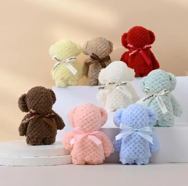 Coral velvet bear towel, random color 1, as a small gift for you