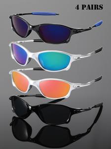 Men's Sporty Glasses, Trendy Casual Wraparound Frame Glasses for Everyday Use, Fashion Accessories for Outdoor Activities