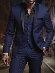 Elegant Men's 3pcs Suit- Slim Fit Tuxedo Set for Weddings& Formal Occasions, Black Suit with White Shirt& Pants, Perfect for Office Meetings and Elegant Events, Formal Attire | Slim Fit Suit | Durable Wedding Wea