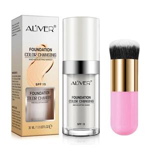 Long-lasting Liquid Foundation & Makeup Brush Set, Moisturizing and Non-sticky Waterproof Liquid Foundation, Suitable for Facial Makeup